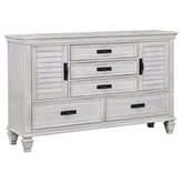 Orleans Furniture - Coaster - Franco 5-drawer Dresser Distressed White - 205333
